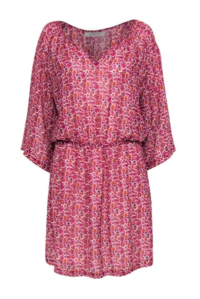 Current Boutique-Gerard Darel - Pink & Orange Metallic Bohemian Print Fit & Flare Dress Sz 10