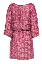 Current Boutique-Gerard Darel - Pink & Orange Metallic Bohemian Print Fit & Flare Dress Sz 10