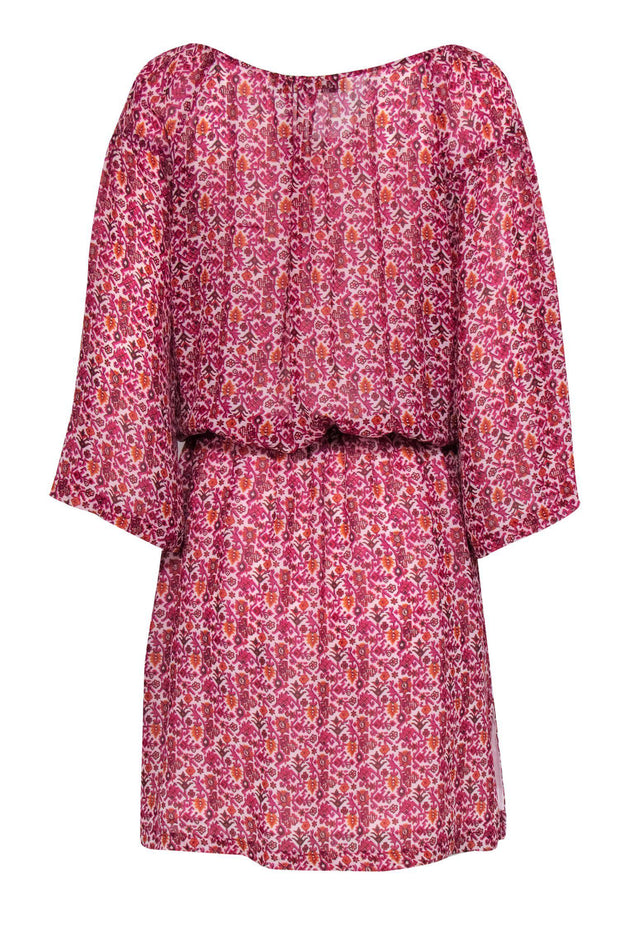 Current Boutique-Gerard Darel - Pink & Orange Metallic Bohemian Print Fit & Flare Dress Sz 10