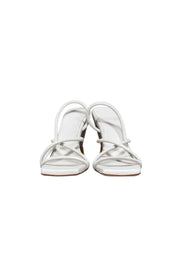 Current Boutique-Gia Borghni - White Strappy "Sosie 2" Pump w/ Wood Heel Sz 8.0