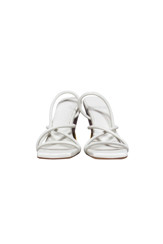 Current Boutique-Gia Borghni - White Strappy "Sosie 2" Pump w/ Wood Heel Sz 8.0