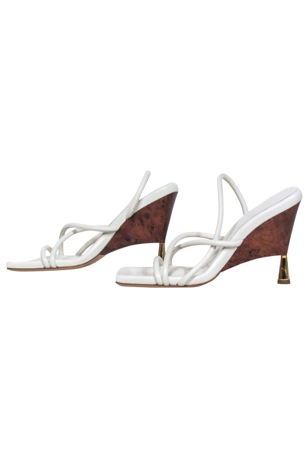 Current Boutique-Gia Borghni - White Strappy "Sosie 2" Pump w/ Wood Heel Sz 8.0
