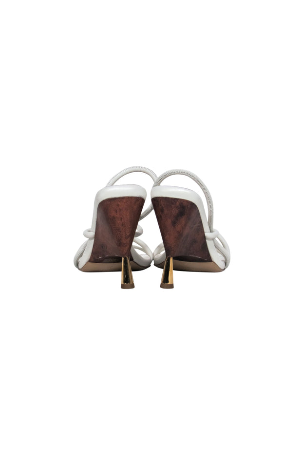 Current Boutique-Gia Borghni - White Strappy "Sosie 2" Pump w/ Wood Heel Sz 8.0