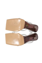 Current Boutique-Gia Borghni - White Strappy "Sosie 2" Pump w/ Wood Heel Sz 8.0