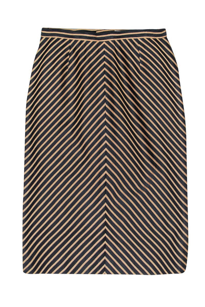 Current Boutique-Gianfranco Ferre - Vintage Black & Gold Striped Pencil Skirt Sz 10