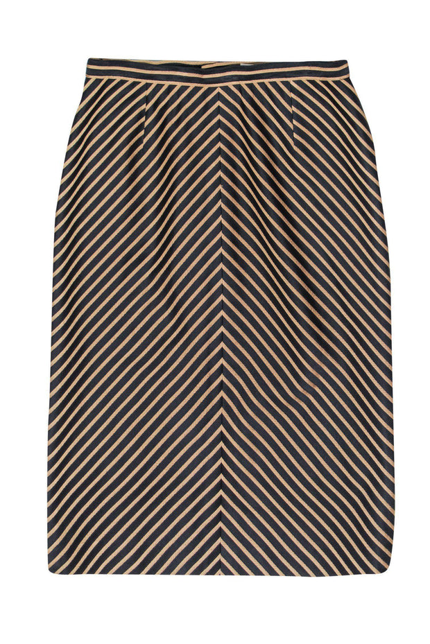 Current Boutique-Gianfranco Ferre - Vintage Black & Gold Striped Pencil Skirt Sz 10