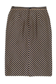 Current Boutique-Gianfranco Ferre - Vintage Black & Gold Striped Pencil Skirt Sz 10