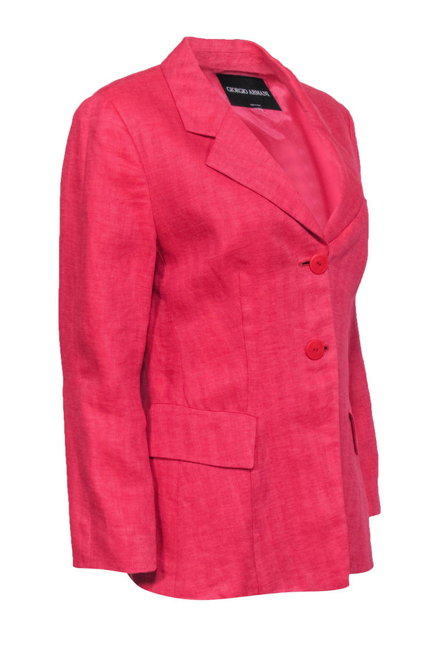 Current Boutique-Giorgio Armani - Hot Pink Linen Double Button Front Blazer Sz M