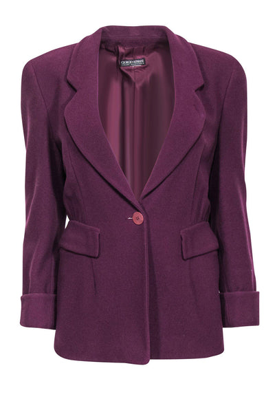 Current Boutique-Giorgio Armani - Deep Purple Puffed Shoulder Blazer Sz M