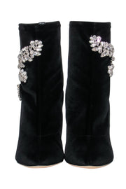 Current Boutique-Giuseppe Zanotti - Black Velvet Booties w/ Crystal Embellishment Sz 8
