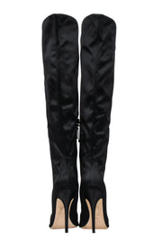 Current Boutique-Giuseppe Zanotti - Black Satin Tall Boot w/ Peep Toe Sz 8 Boots