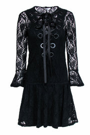 Current Boutique-Givenchy - Black Lace Dress w/ Oversized Lace-Up Front Sz 4
