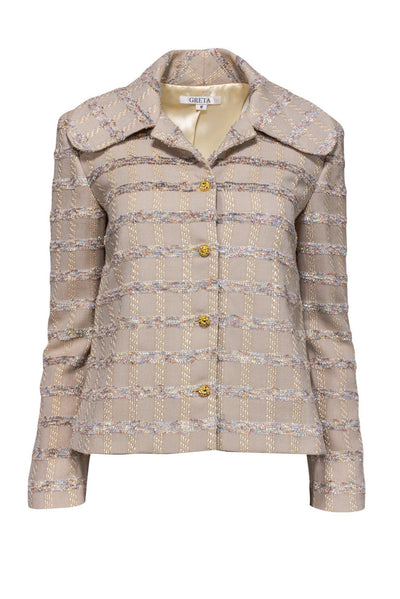 Current Boutique-Greta - Beige Jacket w/ Multicolor Metallic Tweed Sz 8