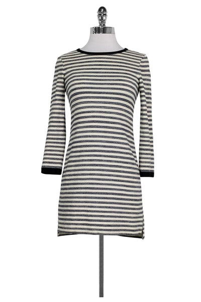 Current Boutique-Gryphon - Cream & Blue Striped Knit Dress Sz XS