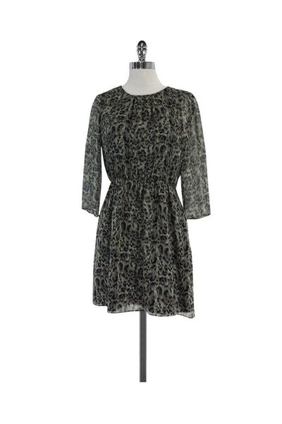 Current Boutique-Gryphon - Grey Animal Print Silk Dress Sz 0
