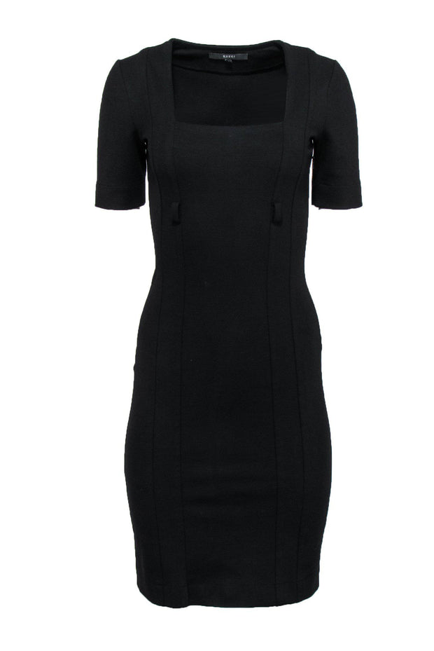 Current Boutique-Gucci - Black Square-Necked Fitted Sheath Dress Sz S
