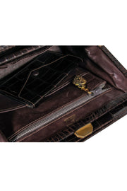 Current Boutique-Gucci - Vintage Brown Reptile Textured Gold Chain Handbag w/ Coin Purse