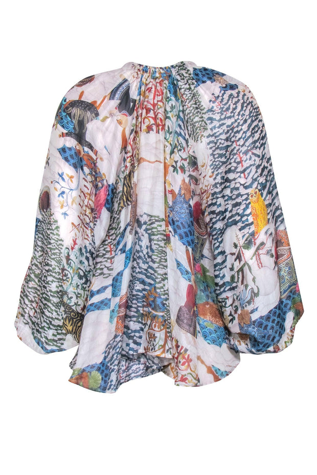 Current Boutique-Gucci - Ivory & Multicolor Print Silk Button Front Shirt Sz 6