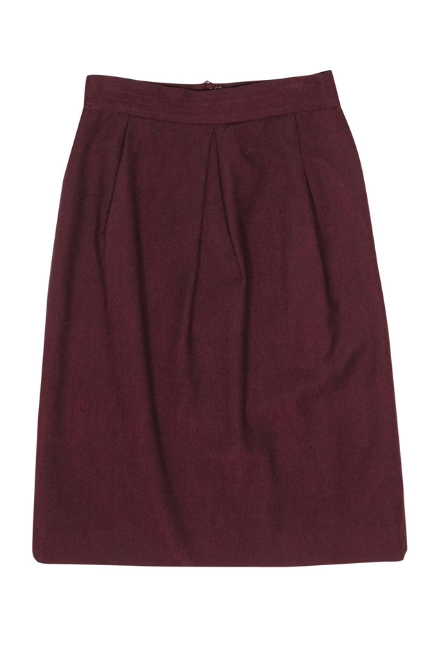 Current Boutique-Gucci - Burgundy Wool Midi Skirt Sz 10