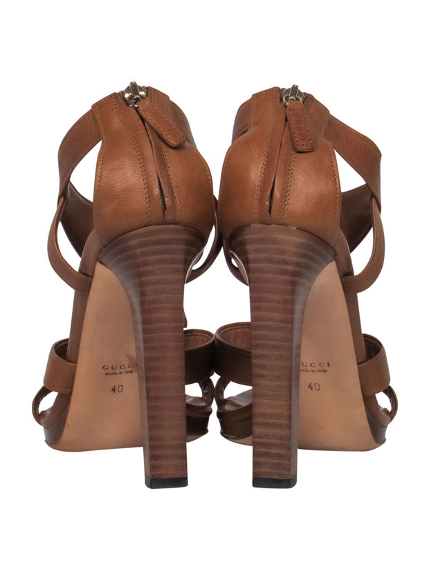 Current Boutique-Gucci - Tan Strappy Sandal Heels w/ Tassels Sz 10