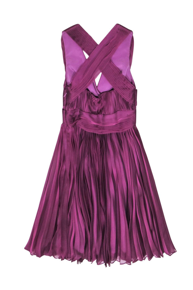 Current Boutique-Halston Heritage - Purple Cross Accordion Pleated Mini Dress Sz 0
