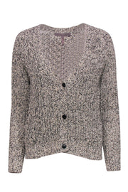 Current Boutique-Halston Heritage - Beige & Black Heathered Knit Cardigan Sz S