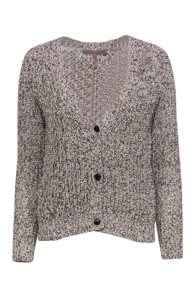 Current Boutique-Halston Heritage - Beige & Black Heathered Knit Cardigan Sz S