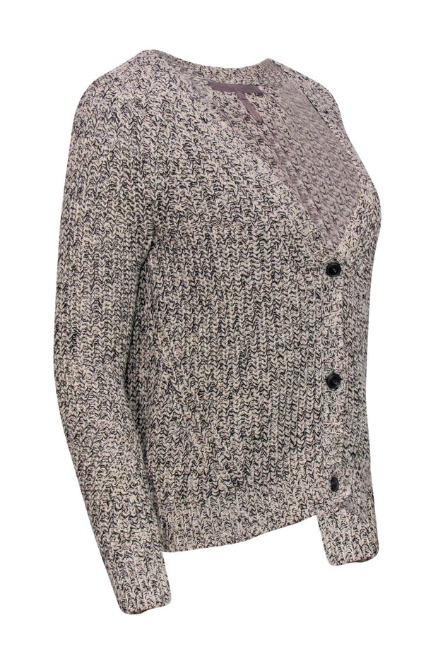 Current Boutique-Halston Heritage - Beige & Black Heathered Knit Cardigan Sz S