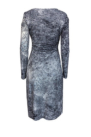 Current Boutique-Halston Heritage - Grey & White Nail Print Long Sleeve Dress Sz 2