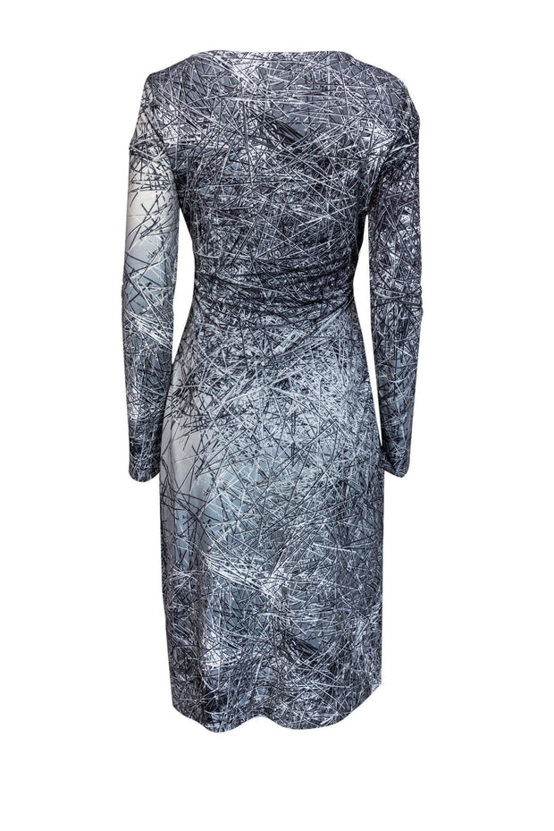 Current Boutique-Halston Heritage - Grey & White Nail Print Long Sleeve Dress Sz 2