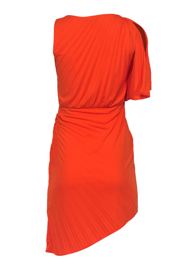 Current Boutique-Halston Heritage - Orange Pleated Sheath Dress w/ Side Sash Sz 2