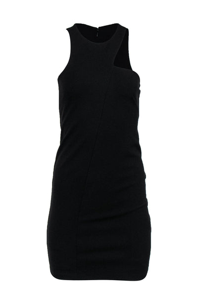 Current Boutique-Halston Heritage - Black Asymmetric Neckline Sheath Dress Sz S