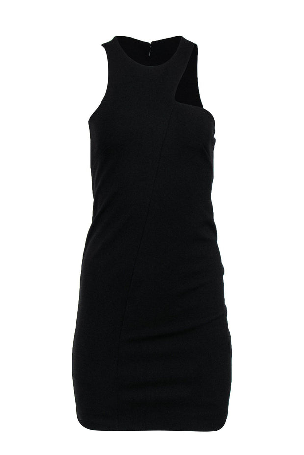 Current Boutique-Halston Heritage - Black Asymmetric Neckline Sheath Dress Sz S