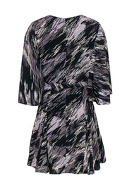 Current Boutique-Halston Heritage - Black & Gray Swirled Printed Flutter Sleeve Dress Sz 6