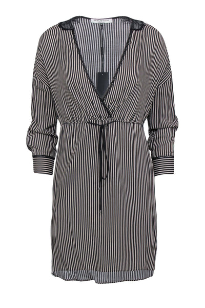 Current Boutique-Halston Heritage - Black & Cream Stripe Drawstring Dress Sz XS