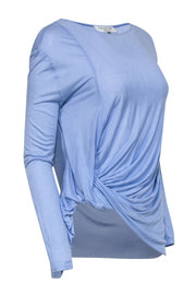 Current Boutique-Halston Heritage - Baby Blue Long Sleeve Twisted Side Top Sz M