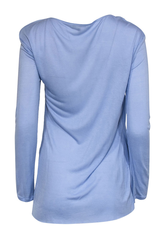 Current Boutique-Halston Heritage - Baby Blue Long Sleeve Twisted Side Top Sz M