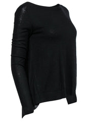 Current Boutique-Halston Heritage - Black Sweater w/ Buttoned Silk Back Detail Sz S