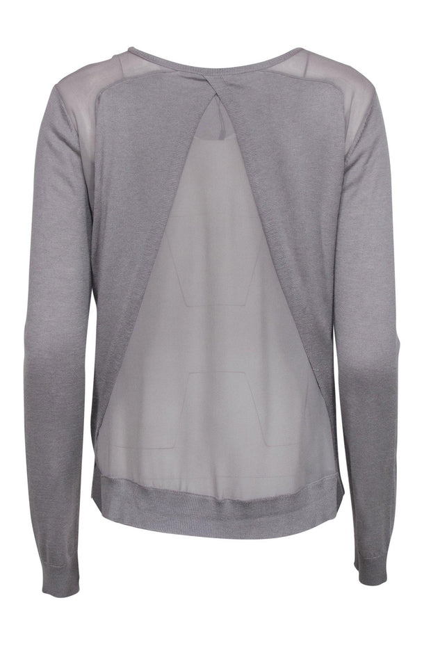 Current Boutique-Halston Heritage - Grey Sweater w/ Silk Back Detail Sz S