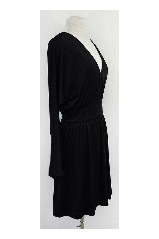 Current Boutique-Halston - Black V Neck Long Sleeve Dress Sz S