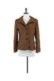 Current Boutique-Hanae Mori - Tan & Black Houndstooth Jacket Sz M/L