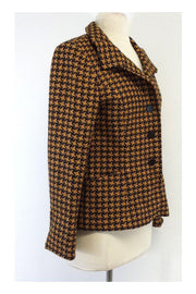 Current Boutique-Hanae Mori - Tan & Black Houndstooth Jacket Sz M/L