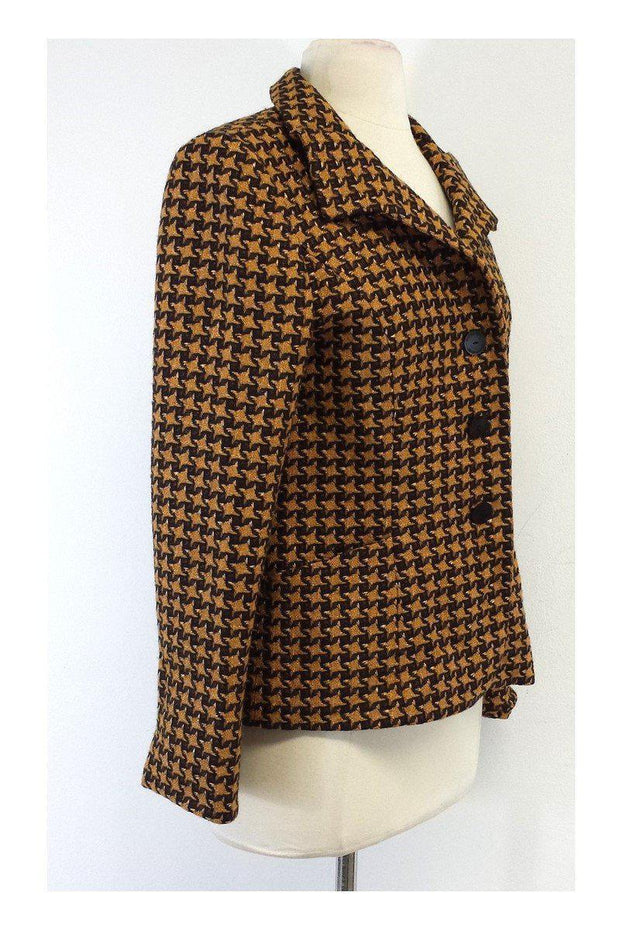 Current Boutique-Hanae Mori - Tan & Black Houndstooth Jacket Sz M/L