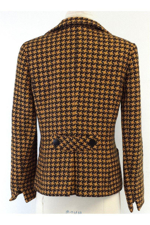 Current Boutique-Hanae Mori - Tan & Black Houndstooth Jacket Sz M/L