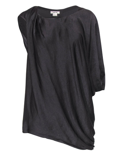 Current Boutique-Helmut Lang - Brown Satin Asymmetric Draped Top Sz M