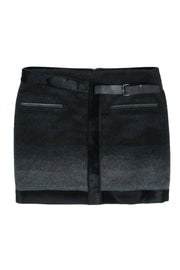 Current Boutique-Helmut Lang - Wool Blend Charcoal Ombre Miniskirt w/ Belt Buckle Detail Sz 2