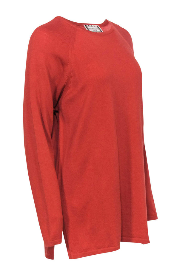 Current Boutique-Henri Bendel - Burnt Orange Knit Merino Wool Sweater Sz M