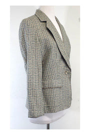 Current Boutique-Herve Leger - Cream & Blue Tweed Jacket Sz 6