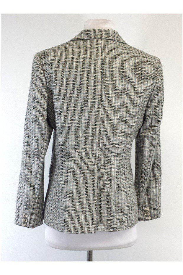 Current Boutique-Herve Leger - Cream & Blue Tweed Jacket Sz 6