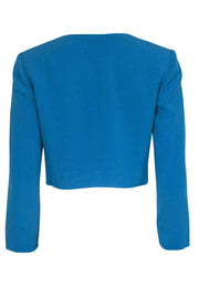 Current Boutique-Hobbs - Teal Cropped Blazer w/ Round Neckline & Flower Rhinestone Buttons Sz 6